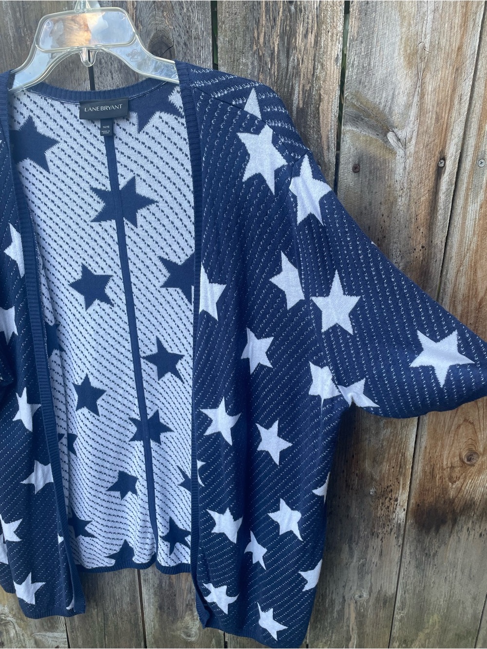 Lane Bryant Navy Blue and White Star Cardigan Sz. 14/16 - Picture 5 of 13